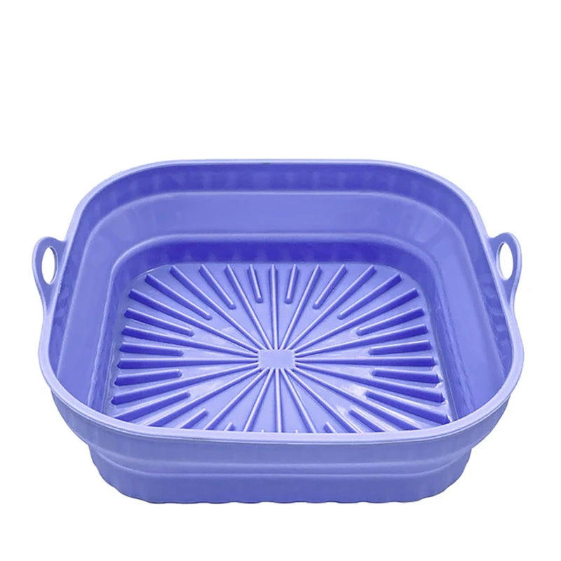 Foldable Air Fryers Oven Baking Tray Fried Chicken Basket Mat Airfryer Silicone Pot round Replacemen Grill Pan Kitchen Tools