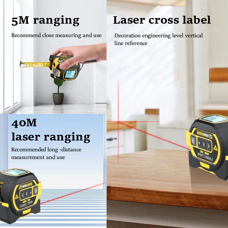 3 in 1 Laser Tape Measure Rangefinder 5M Tape Ruler Infrared High-Precision Intelligent Electronic Ruler Building Distance Meter