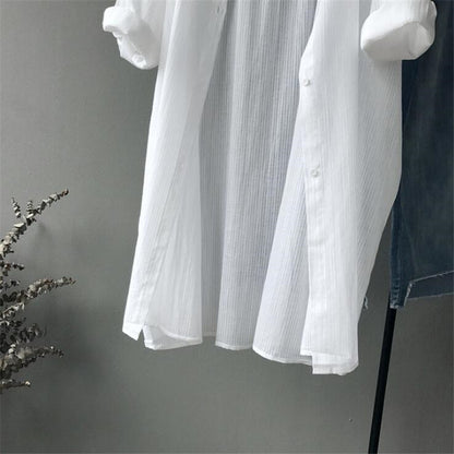 Autumn Women's Long Sleeve  Loose White Shirt Blouse