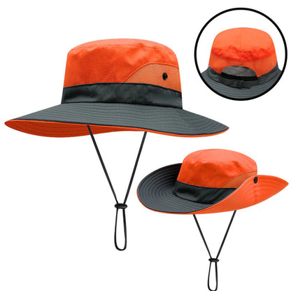 Kids Girls Ponytail Summer Sun Hat Wide Brim UV Protection Bucket Cap Women Outdoor Wide Brim Foldable Safari Fishing Cap