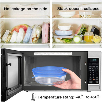 Professional Product Title: "Reusable Silicone Stretch Lids for Airtight Food Storage, Freshness Seal and Bowl Cover - Stretchable Wraps for Kitchen Cookware"