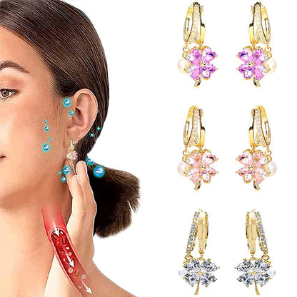 New Trendy Earrings Elegant Imitation Pearl Pink Earrings for Women Crystal Exquisite Ear Buckle Earring Everyday Jewelry