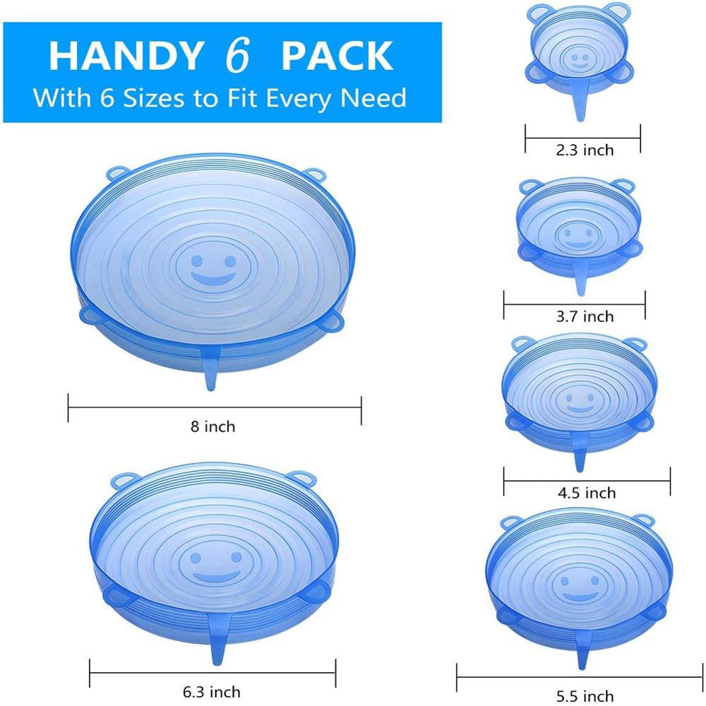 Professional Product Title: "Reusable Silicone Stretch Lids for Airtight Food Storage, Freshness Seal and Bowl Cover - Stretchable Wraps for Kitchen Cookware"