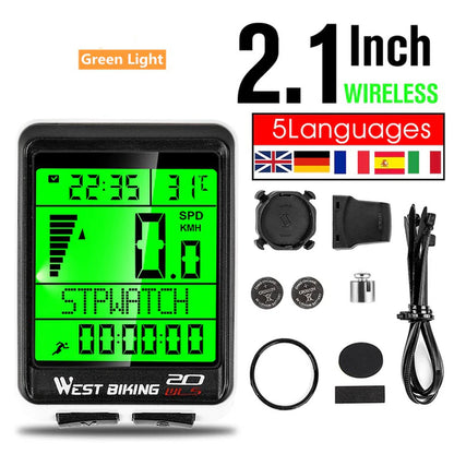 WEST BIKING Bicycle Cycling Computer Wireless Wired Waterproof Digital Bike Speedometer Odometer with Backlight Bike Stopwatch