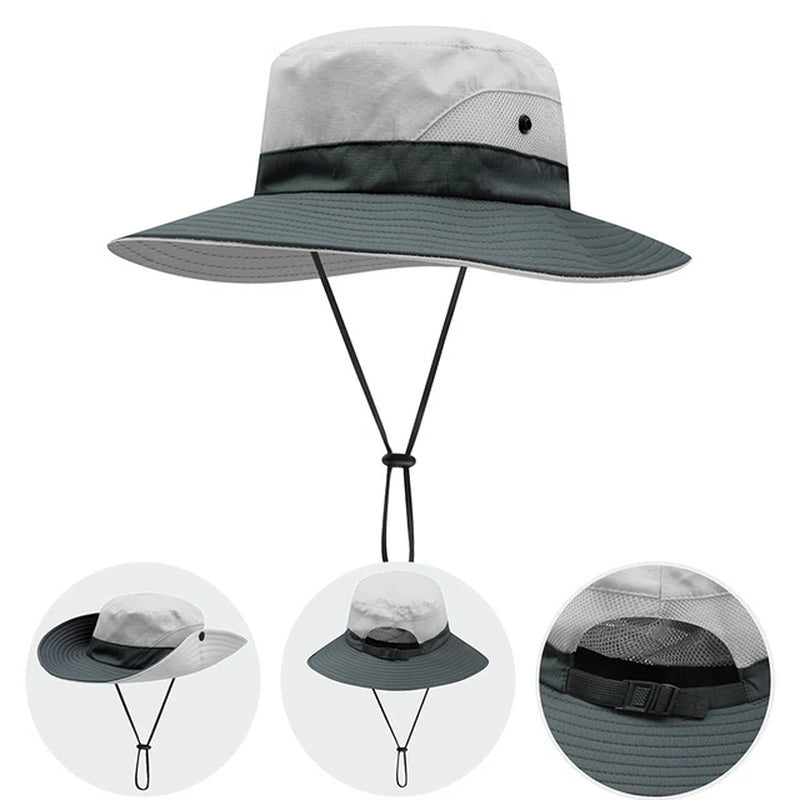 Kids Girls Ponytail Summer Sun Hat Wide Brim UV Protection Bucket Cap Women Outdoor Wide Brim Foldable Safari Fishing Cap