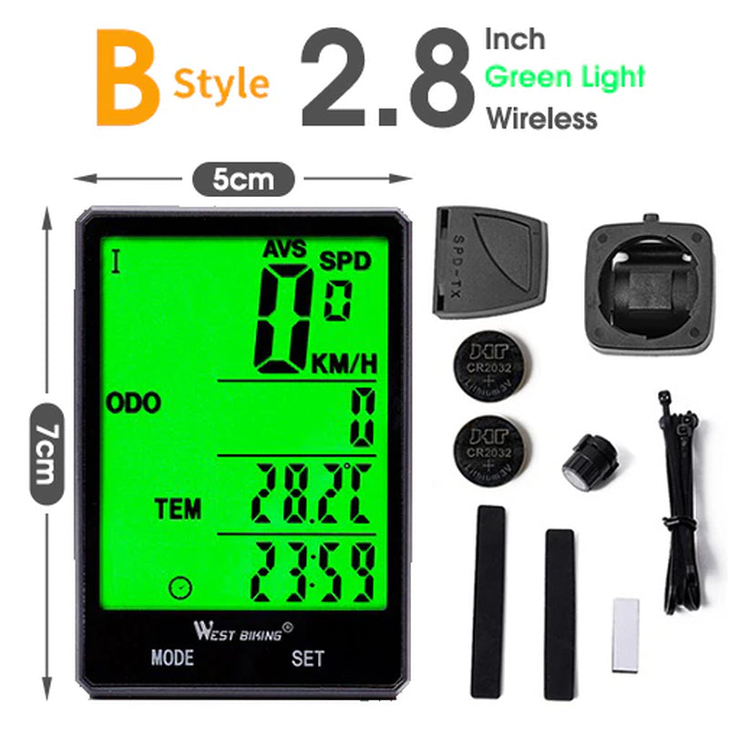 WEST BIKING Bicycle Cycling Computer Wireless Wired Waterproof Digital Bike Speedometer Odometer with Backlight Bike Stopwatch