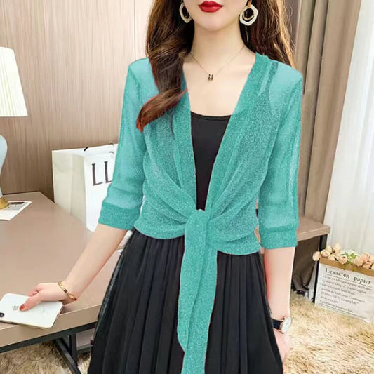 Summer Cardigan Ladies Sexy Thin Sunscreen Short Jacket Ling Dress Thin Short Coat Short Type Shawl Sunscreen Jacket Cardigan