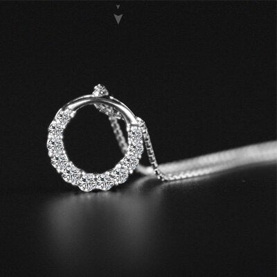 Hot Sale Promotion New Ladies' Shiny Zircon Crystal Circle In 925 Sterling Silver