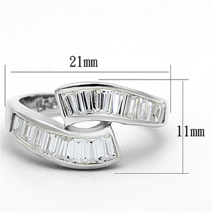 LOS705 - Silver 925 Sterling Silver Ring with AAA Grade CZ  in Clear