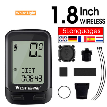 WEST BIKING Bicycle Cycling Computer Wireless Wired Waterproof Digital Bike Speedometer Odometer with Backlight Bike Stopwatch