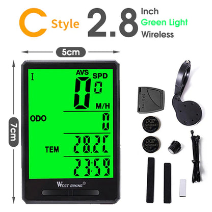 WEST BIKING Bicycle Cycling Computer Wireless Wired Waterproof Digital Bike Speedometer Odometer with Backlight Bike Stopwatch