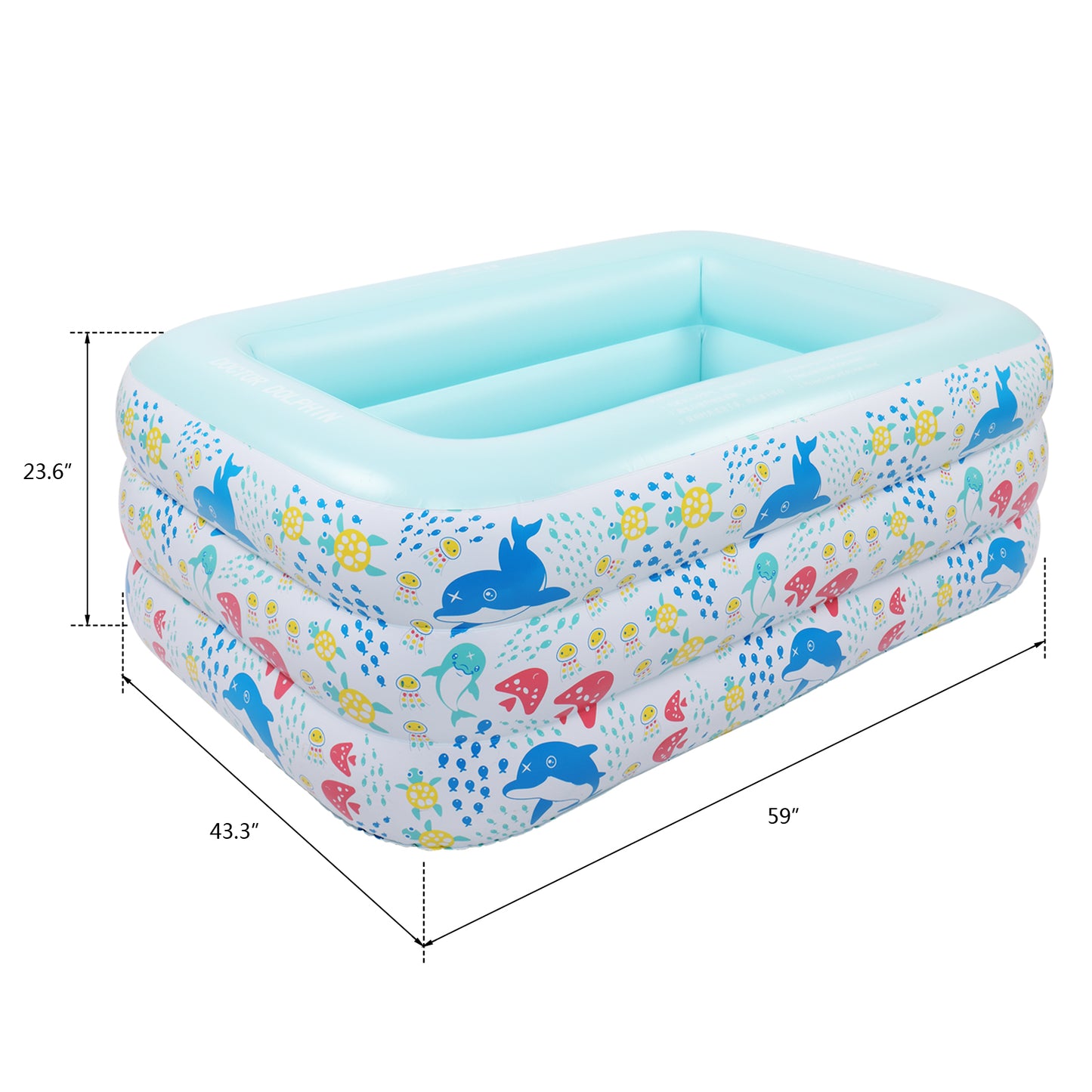 59" X 43.3" X 23.6" Inflatable Swim Pool for Kids