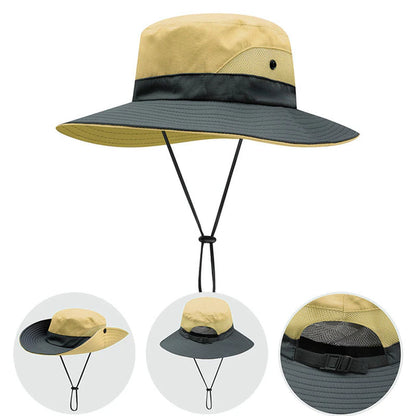 Kids Girls Ponytail Summer Sun Hat Wide Brim UV Protection Bucket Cap Women Outdoor Wide Brim Foldable Safari Fishing Cap