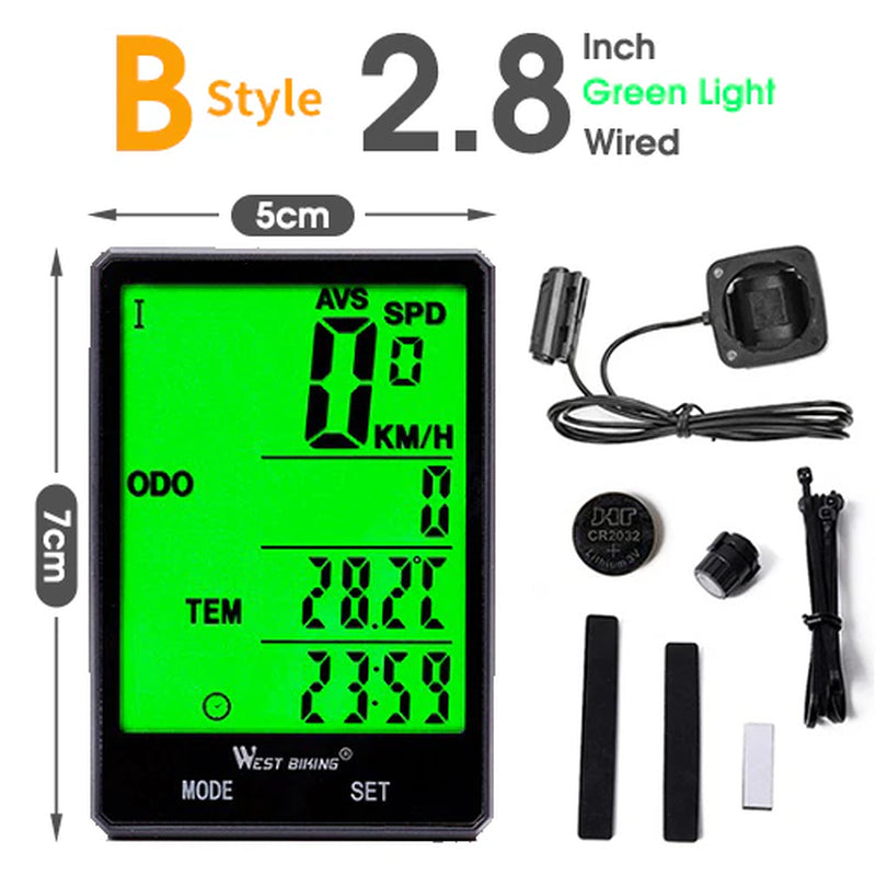 WEST BIKING Bicycle Cycling Computer Wireless Wired Waterproof Digital Bike Speedometer Odometer with Backlight Bike Stopwatch