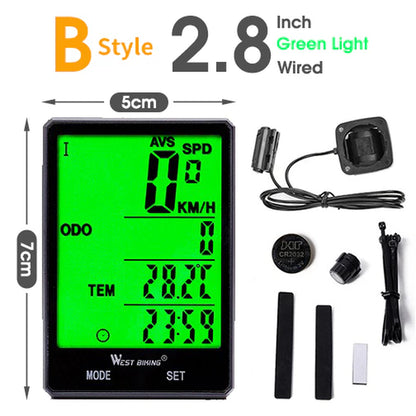 WEST BIKING Bicycle Cycling Computer Wireless Wired Waterproof Digital Bike Speedometer Odometer with Backlight Bike Stopwatch