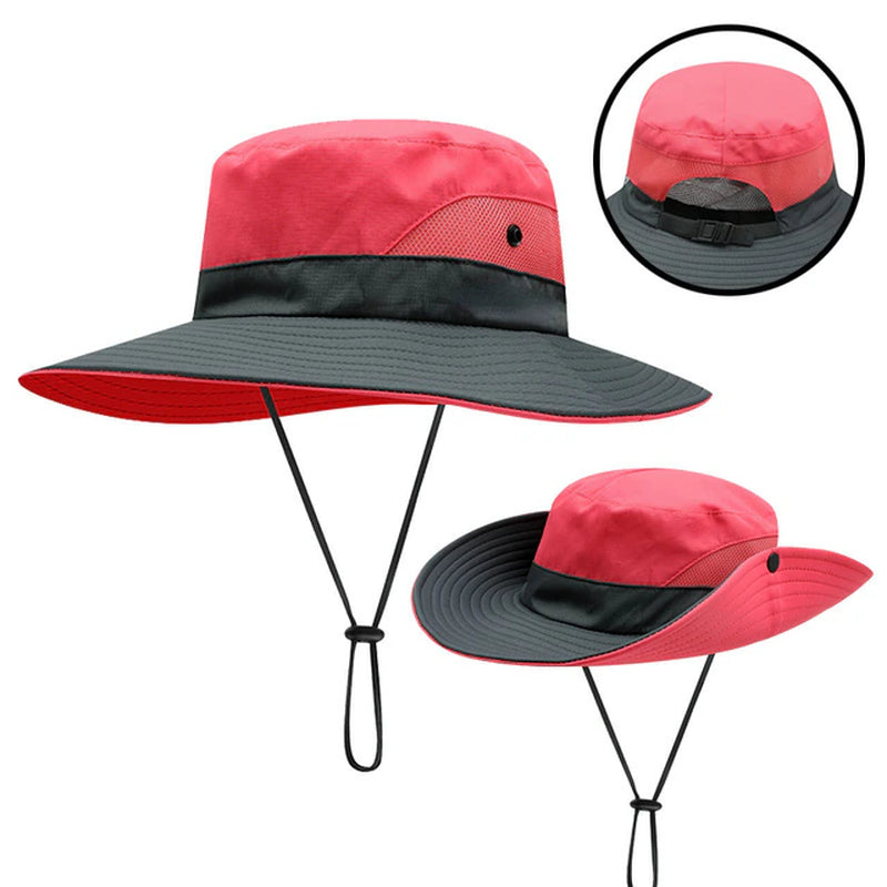 Kids Girls Ponytail Summer Sun Hat Wide Brim UV Protection Bucket Cap Women Outdoor Wide Brim Foldable Safari Fishing Cap